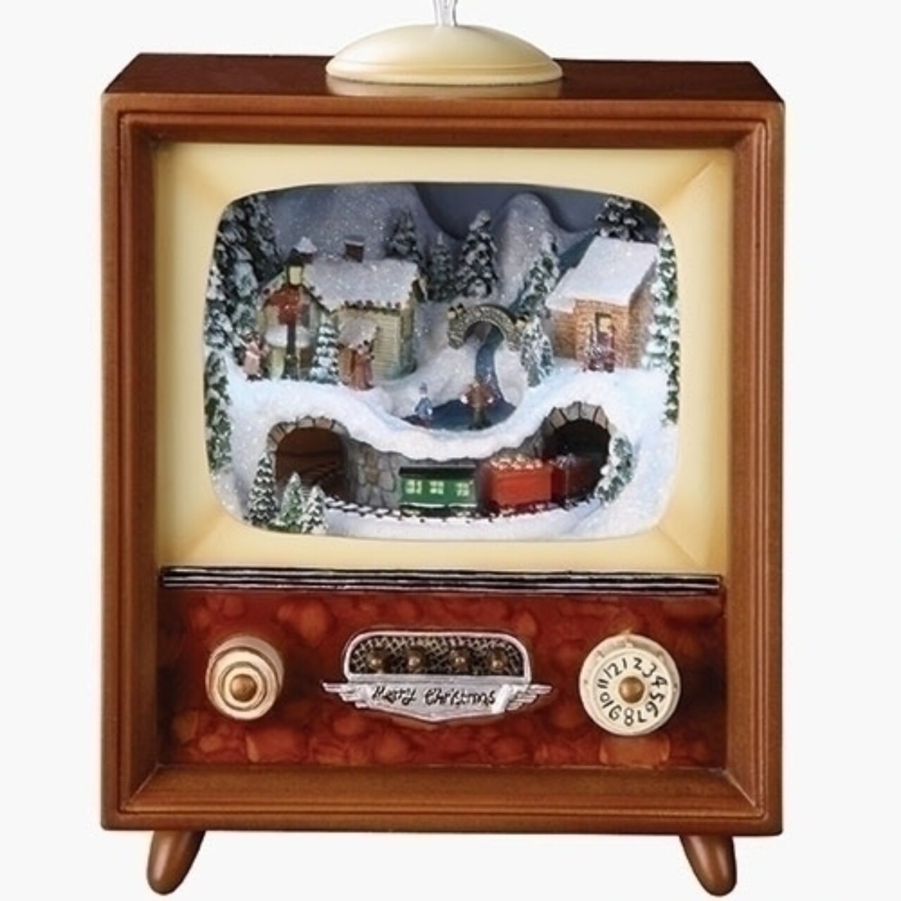 Roman 5.75" LED Lighted Musical Train TV Box Christmas Tabletop Decoration